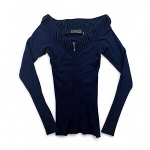 Women’s Guess Vintage 90s Y2K Off the Shoulder Zip Longsleeve Fine Knit Size M